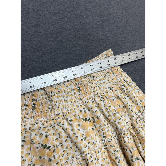 American Eagle Yellow/Black Eyelet Boho Floral Tiered Ruffle Skirts Women Sz SP - Picture 11 of 14